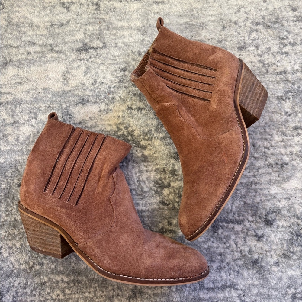 Suede Ankle Boots - Brown